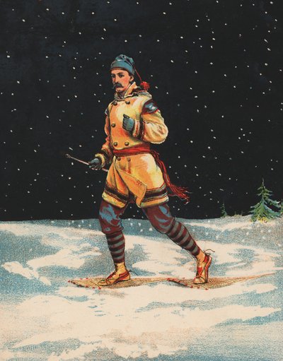 Hombre con raquetas de nieve de American School